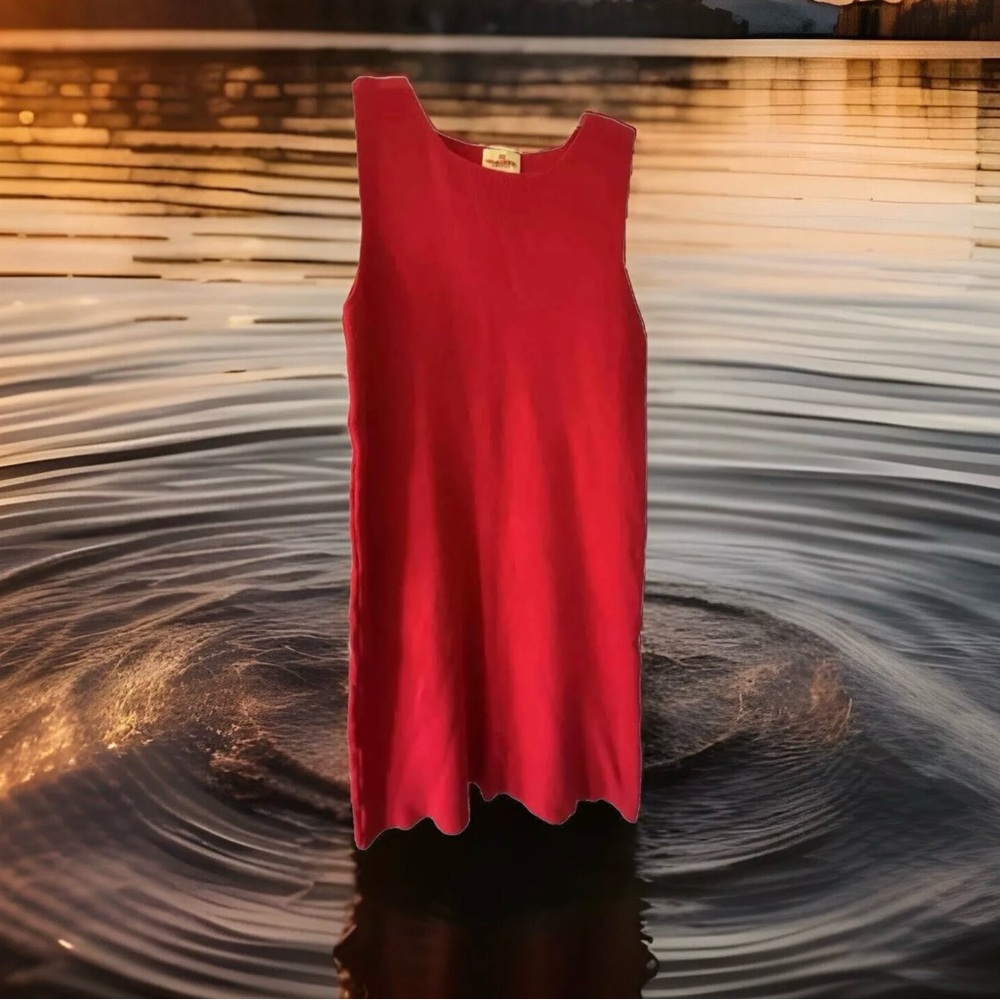 Limited America Red Dress VTG Size Small Sleeveless Knit Cotton A-line